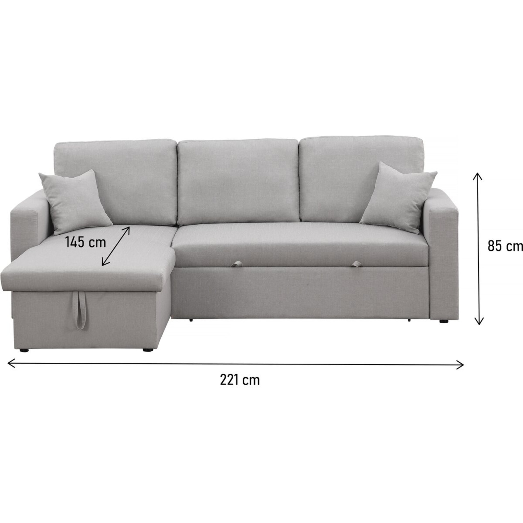 Canapé d'angle convertible/ réversible avec coffre "Alain" - 3 places - Gris clair