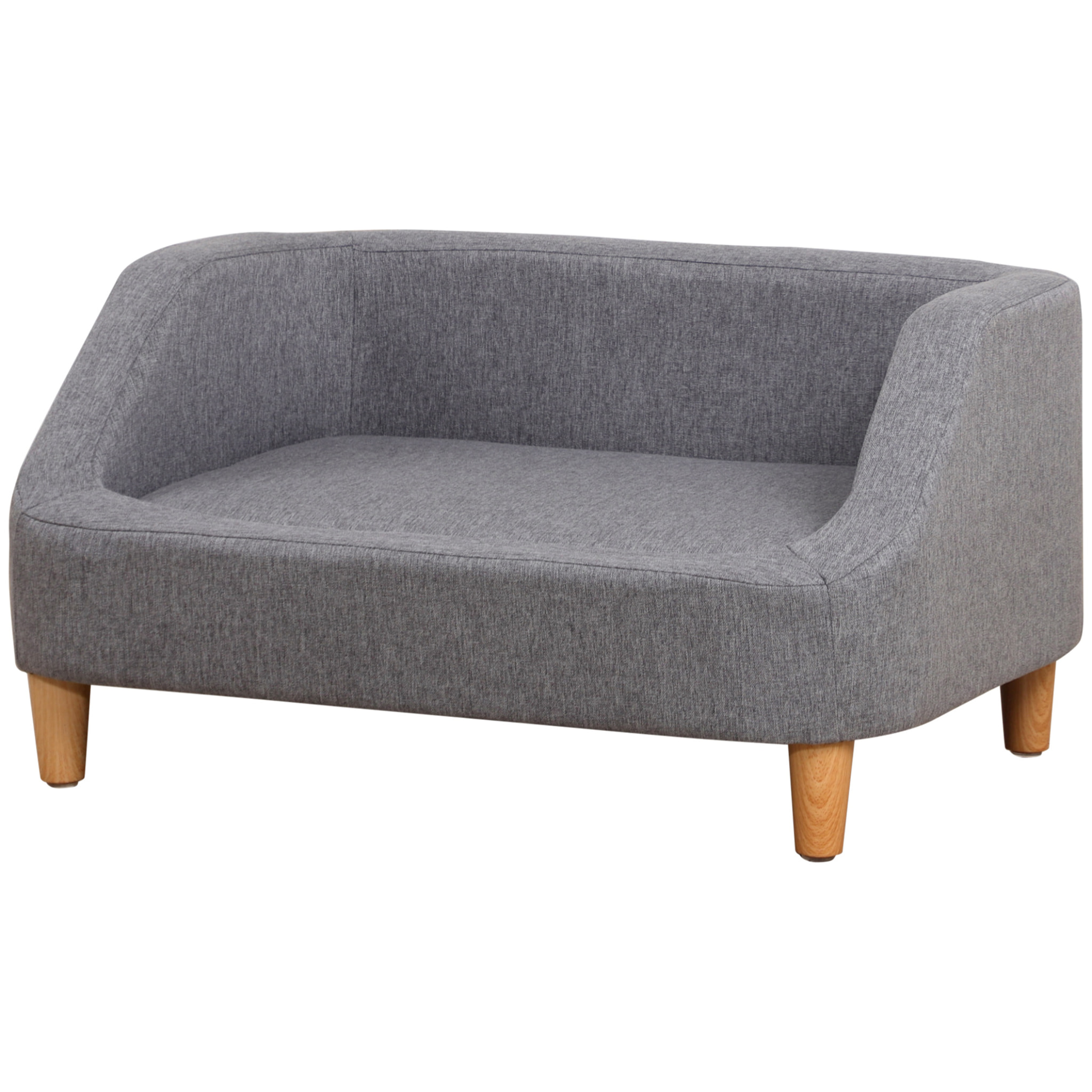 Canapé chien lit pour chien design scandinave déhoussable dim. 75L x 55l x 39H cm pieds bois tissu polyester gris