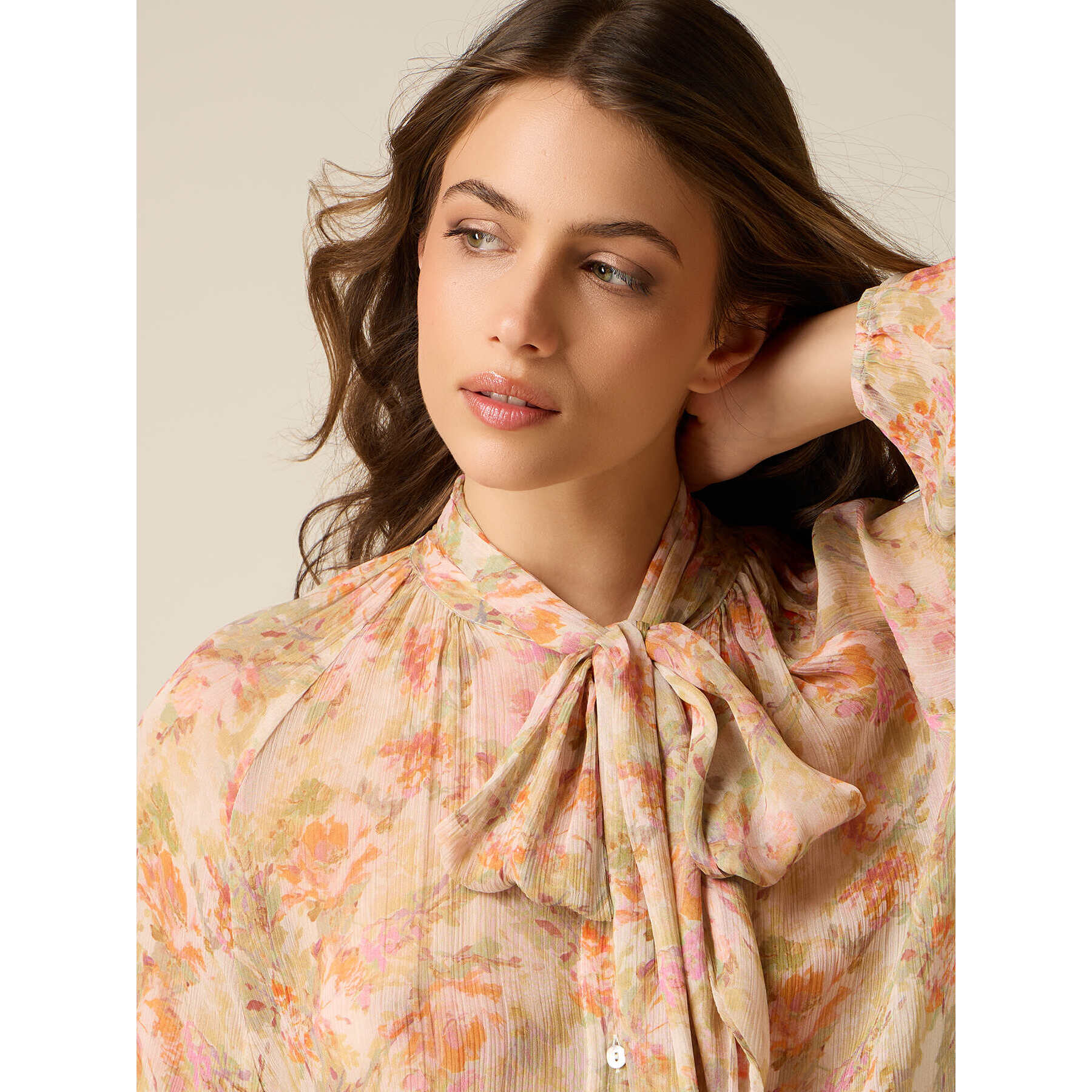 Oltre - Blusa de viscosa plisada con lazo - Rosa