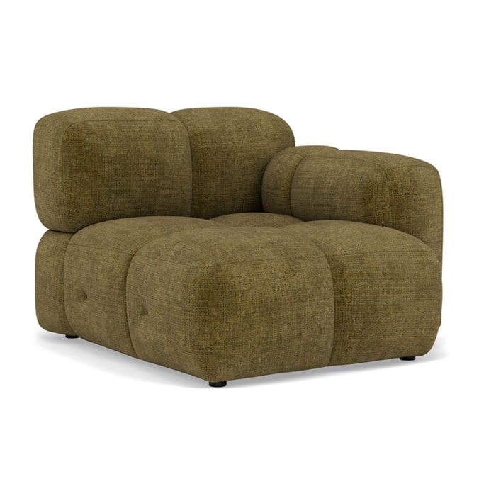 Grace - module d'assise droit en velours texturé - Vert Olive