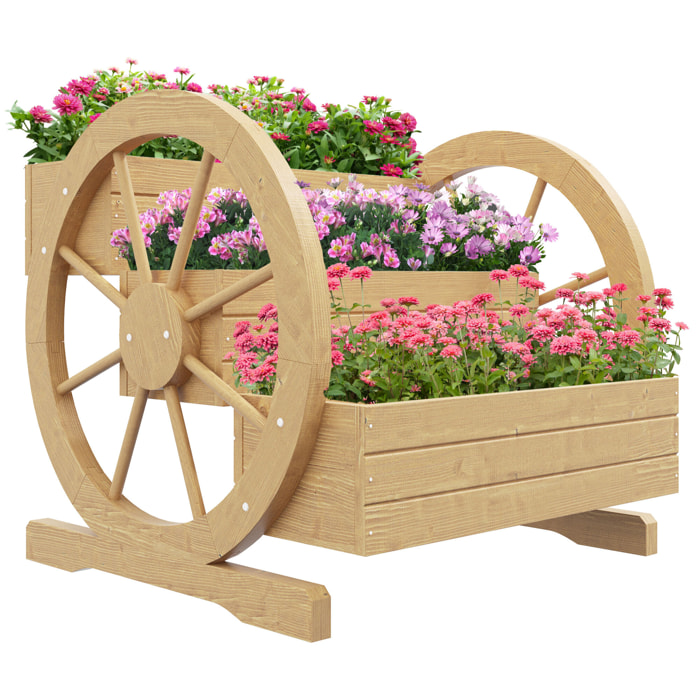 Jardinière sur pied carré potager 3 étages style rustique chic clair