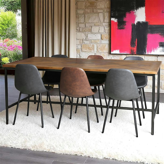 Table à manger décor marqueterie 200 cm VARSOVIE