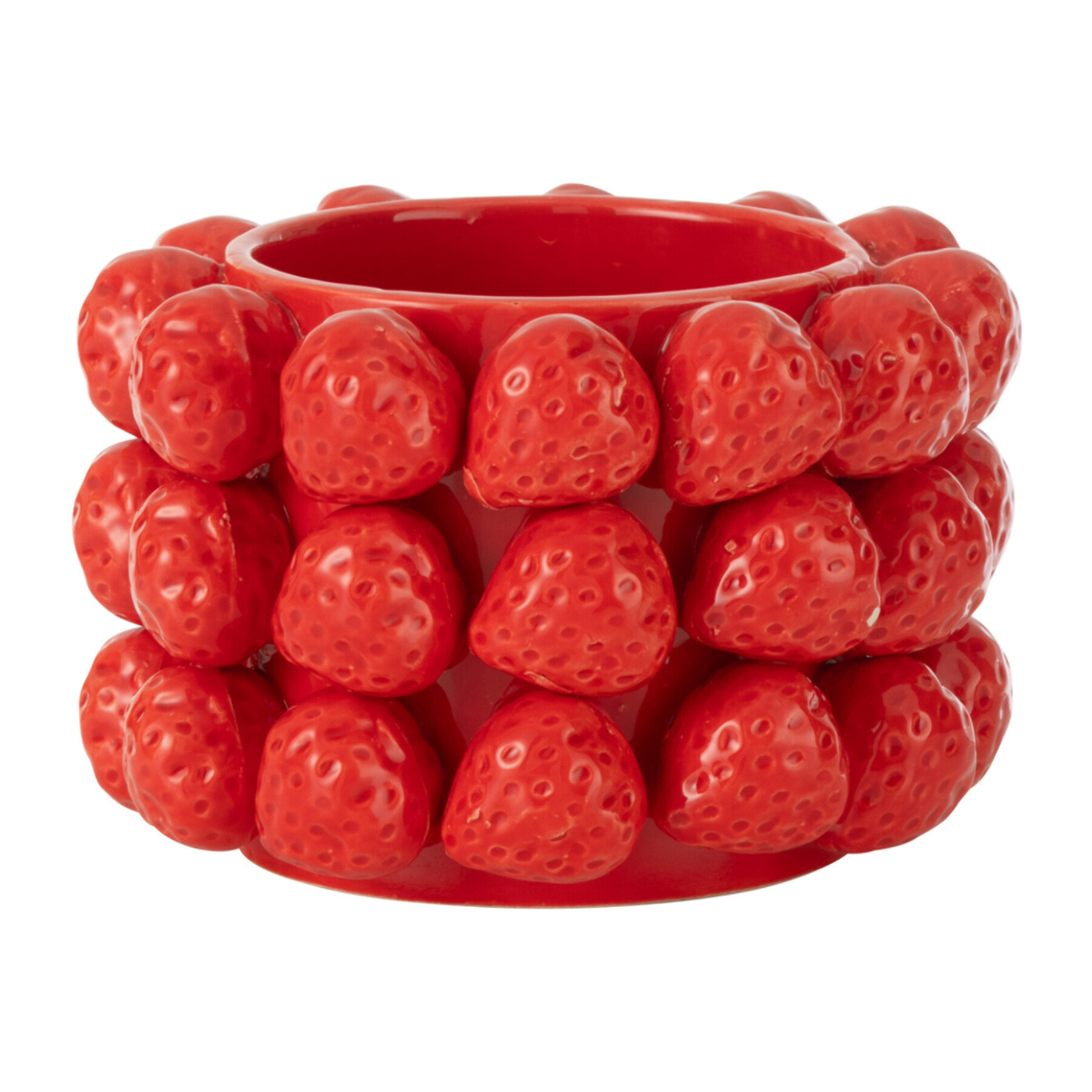 J-Line cache-pot Fraises - céramique - rood - small - Ø 15.5 cm