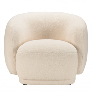 LEOPOLD - Fauteuil arrondi en tissu bouclette écru