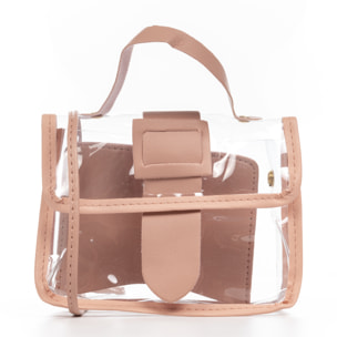 Zeccone bolso bandolera tote mini, de PVC transparente y piel sintética.