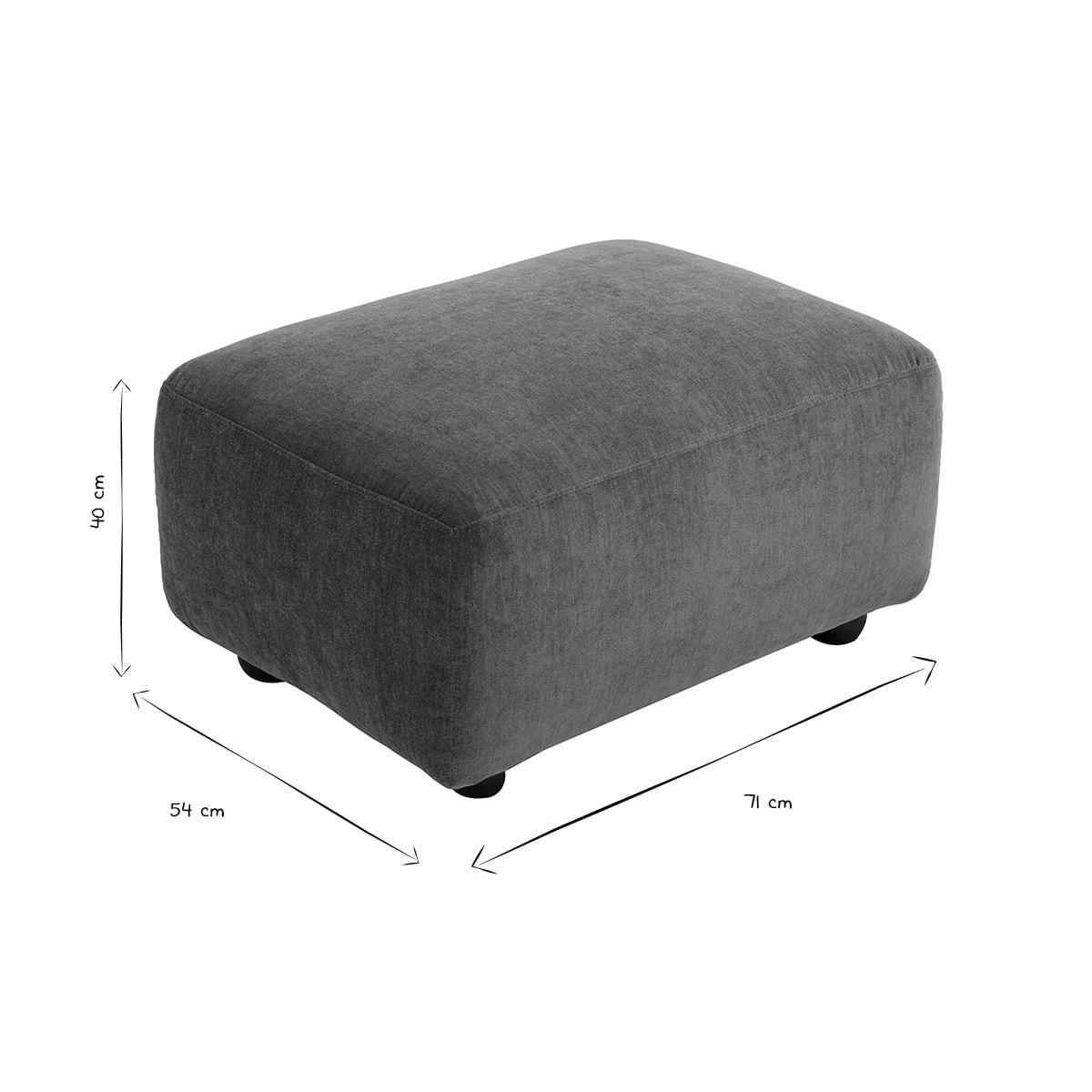 Pouf repose pieds en tissu effet velours vert kaki JOYA