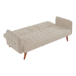 PERTH - Canapé 3 places convertible avec tablette centrale rabattable beige