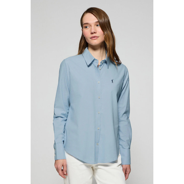 Camicia Oxford Regular fit celeste con logo Rigby Go