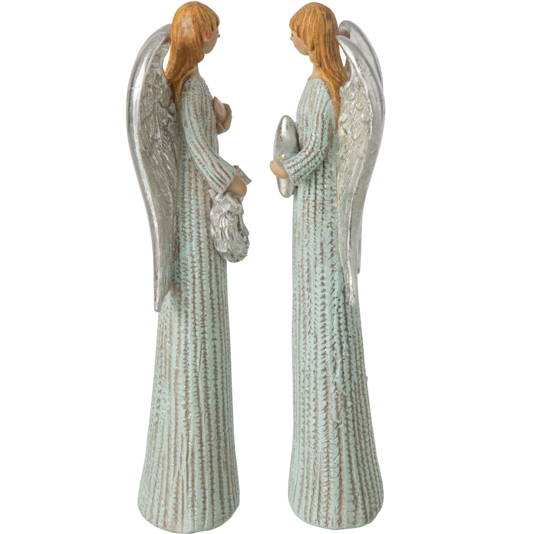 J-Line Anges Décoratifs Pailletés - bleu clair/argenté - 2 pièces