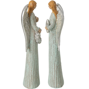 J-Line Anges Décoratifs Pailletés - bleu clair/argenté - 2 pièces
