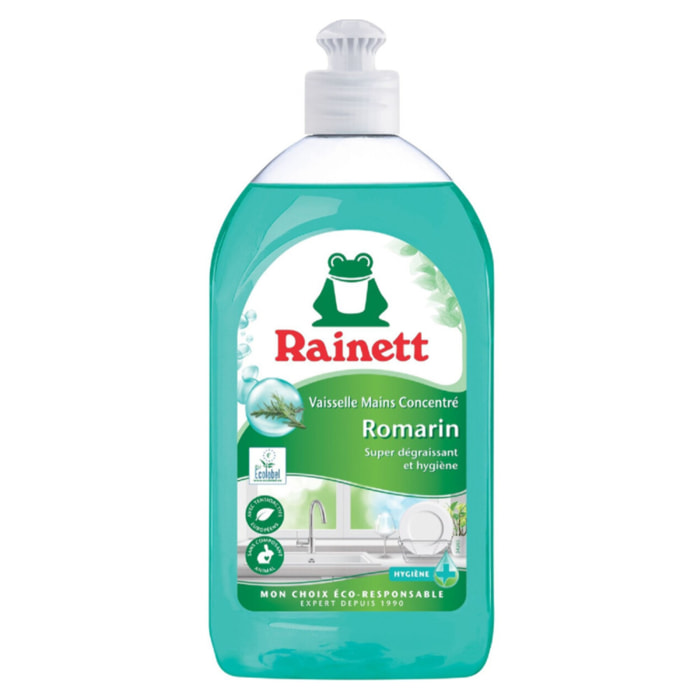 Pack de 8 - Rainett - Liquide Vaisselle Ecolabel Concentré Romarin 500ml