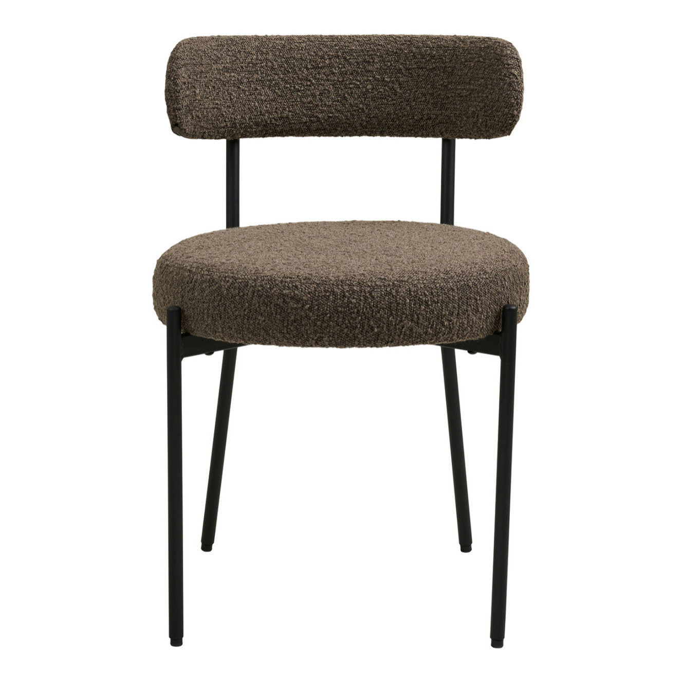 Set 2 sedie da pranzo Badalona in bouclé marrone con gambe nere 49x57x72 cm