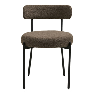 Set 2 sedie da pranzo Badalona in bouclé marrone con gambe nere 49x57x72 cm