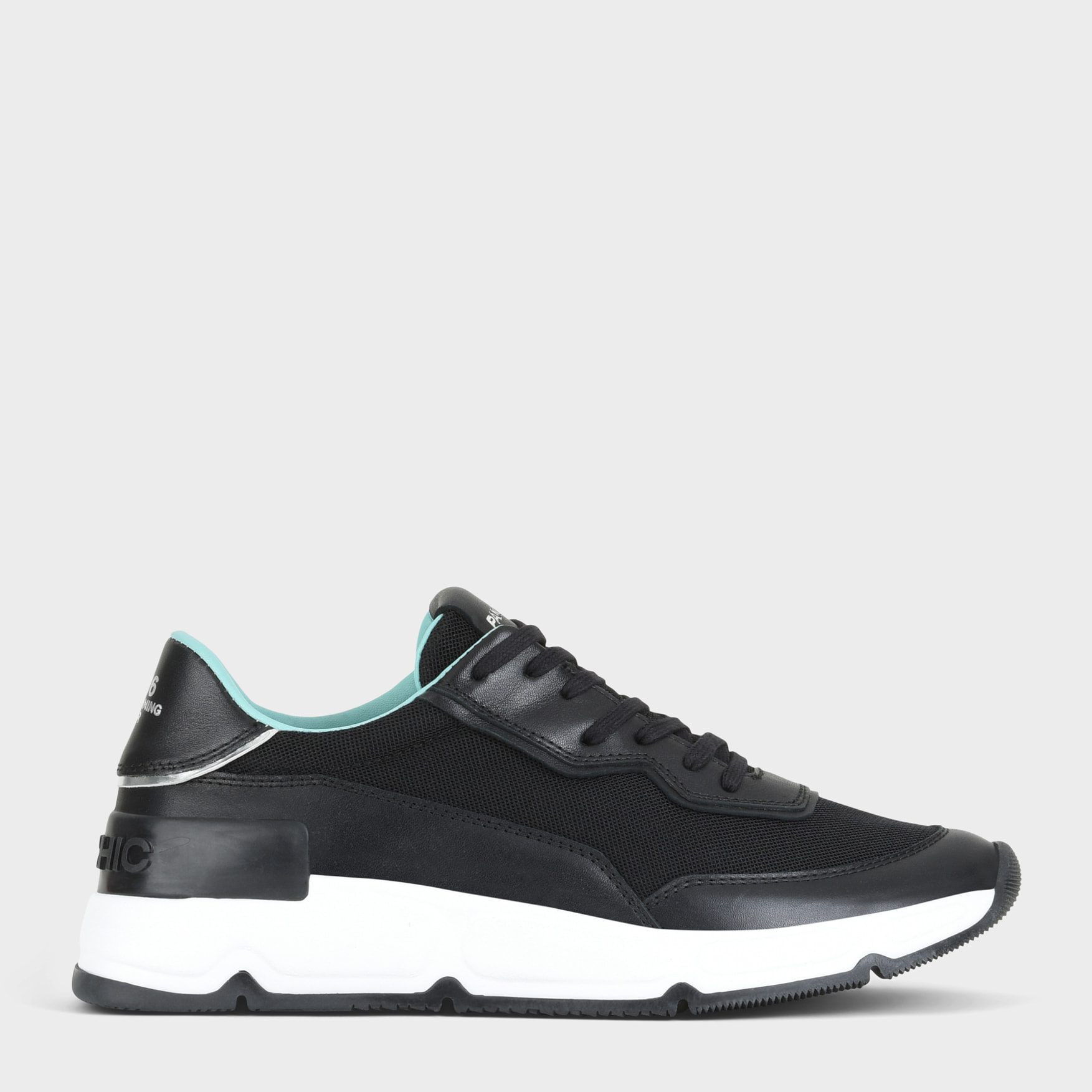 SNEAKER HOMBRE P06 DE MESH ANTE Y PIEL EFECTO ESPEJO NEGRO