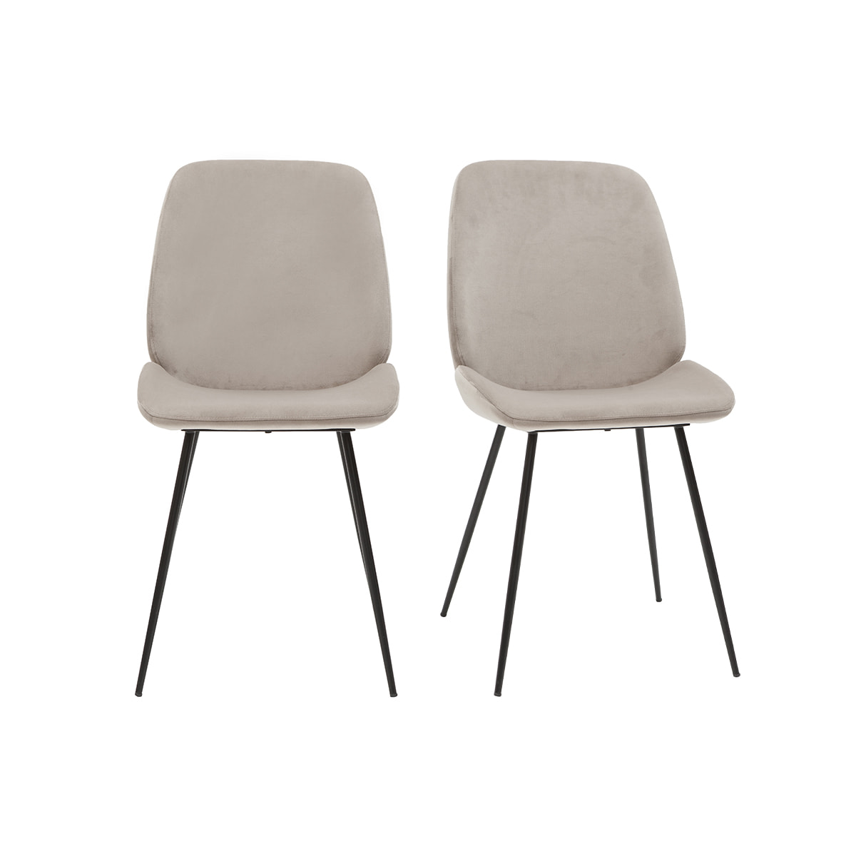 Chaises en tissu velours taupe et métal noir (lot de 2) KAOLY