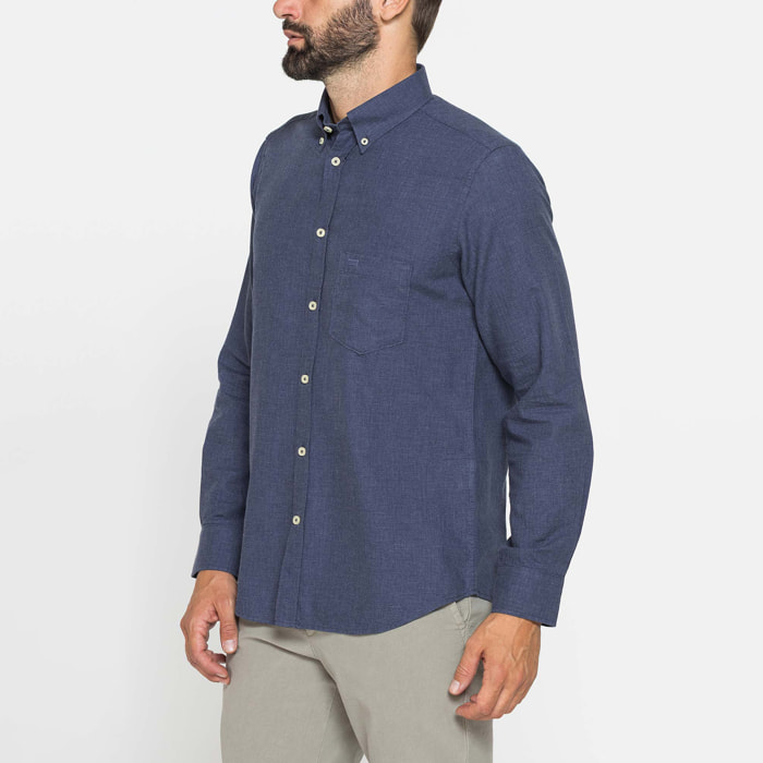CAMICIA DI FLANELLA TINTA UNITA CON TASCHINO