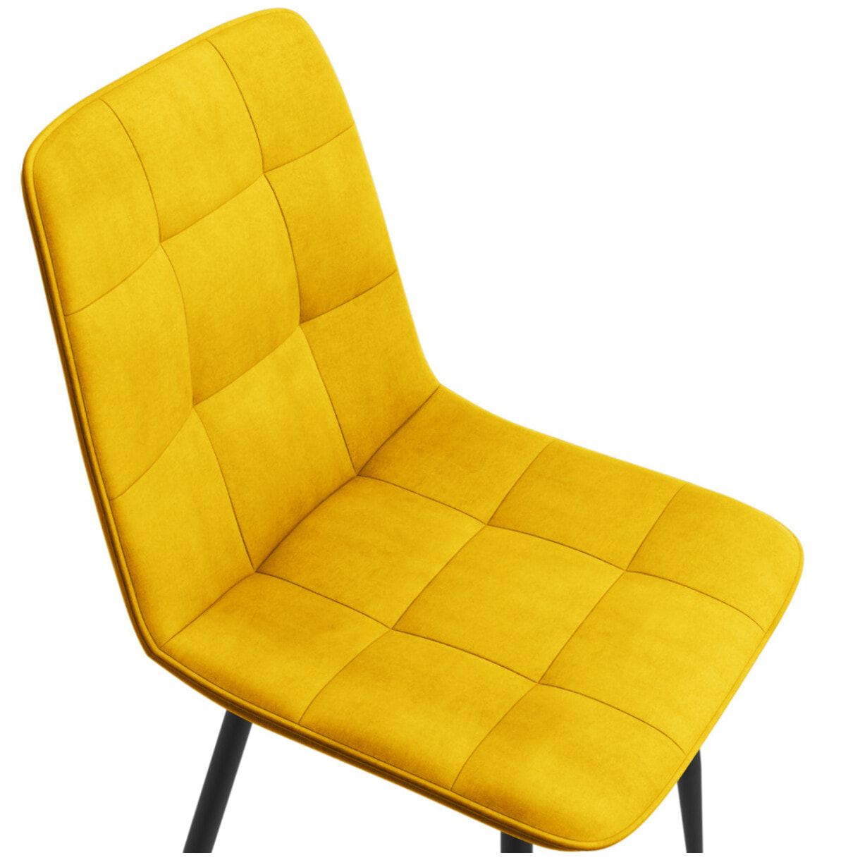 Chaises Linda velours mix couleurs (bleu, gris et jaune) pieds métal noirs - lot de 6