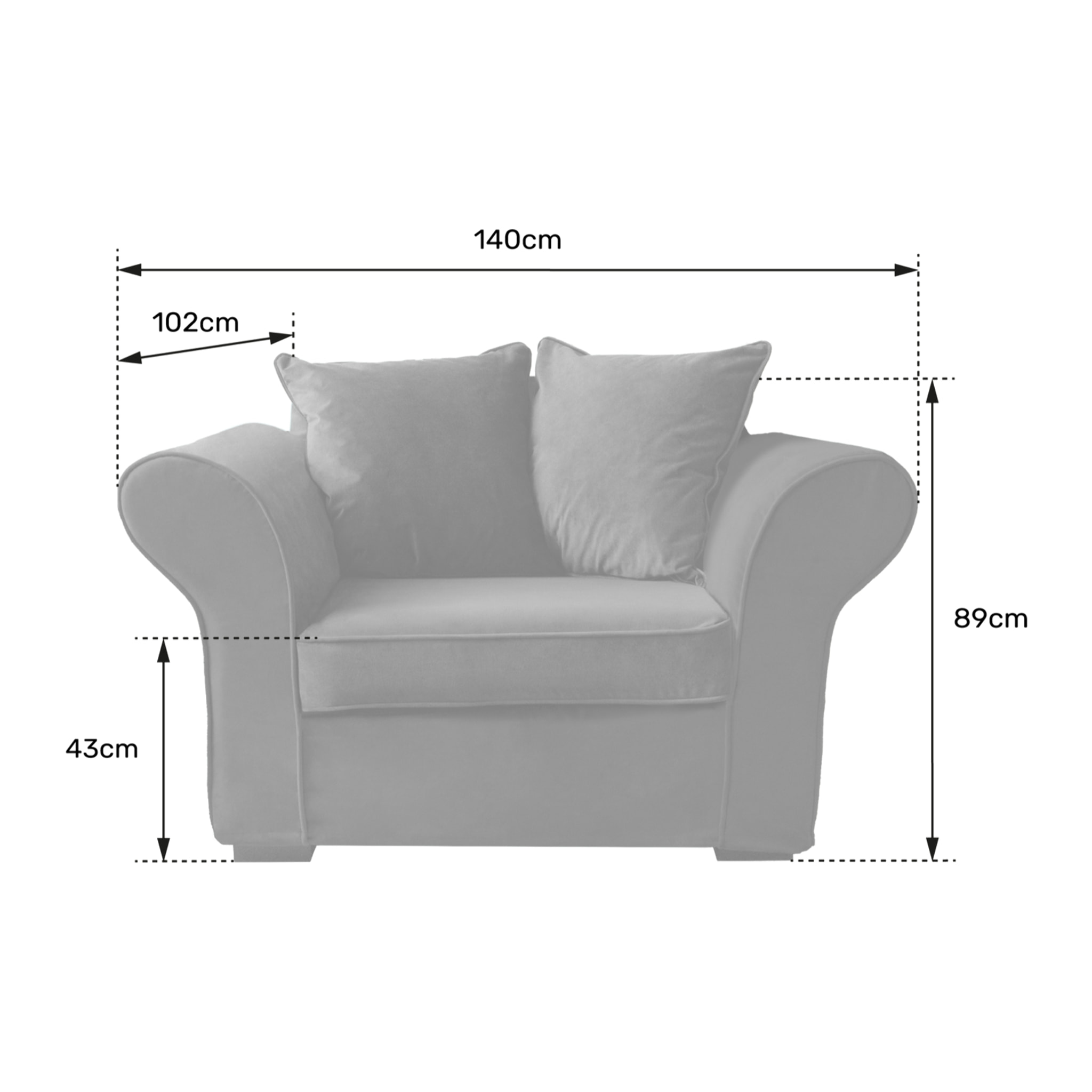 Fauteuil love seat en velours gris OSCAR