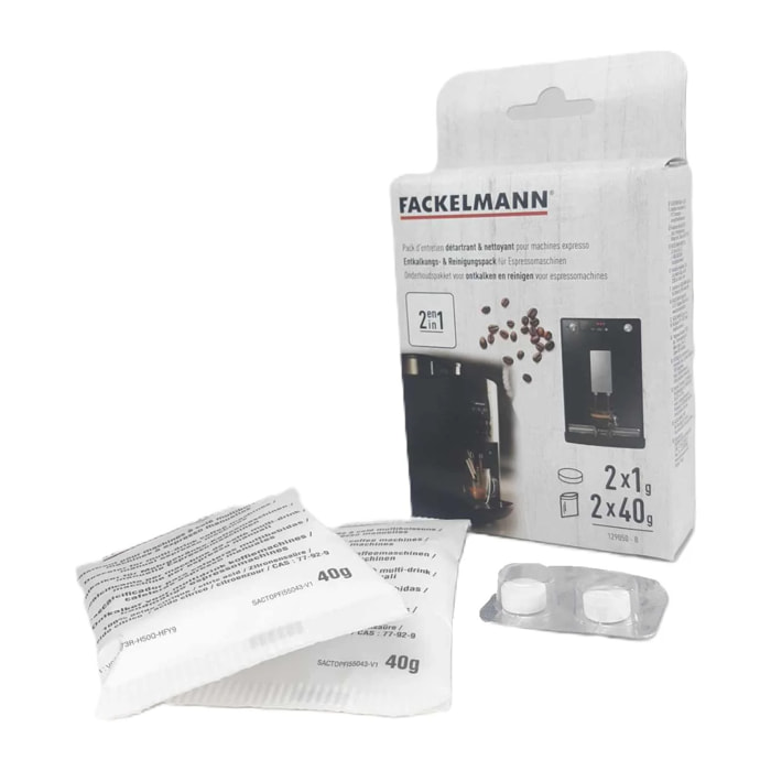 Pack entretien détartrant et nettoyage pour machine à expresso Fackelmann Petit Déjeuner