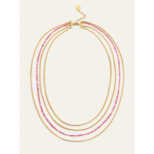 Collar Cleopatra Pink Acero Baño Oro