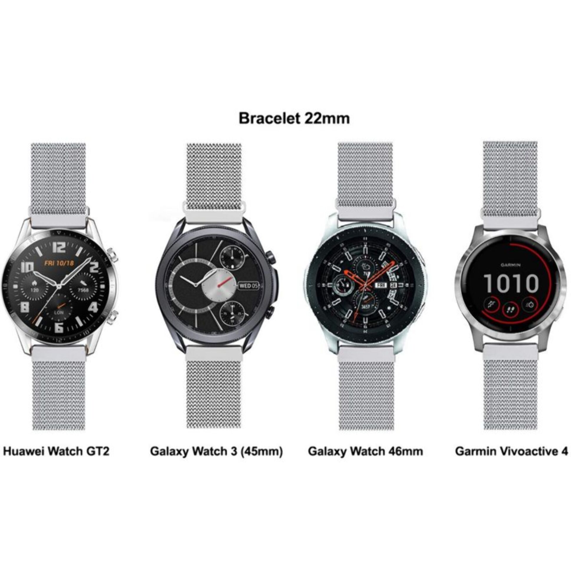 Bracelet IBROZ Samsung/Huawei 22mm Maille gris