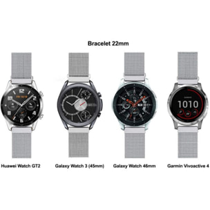 Bracelet IBROZ Samsung/Huawei 22mm Maille gris