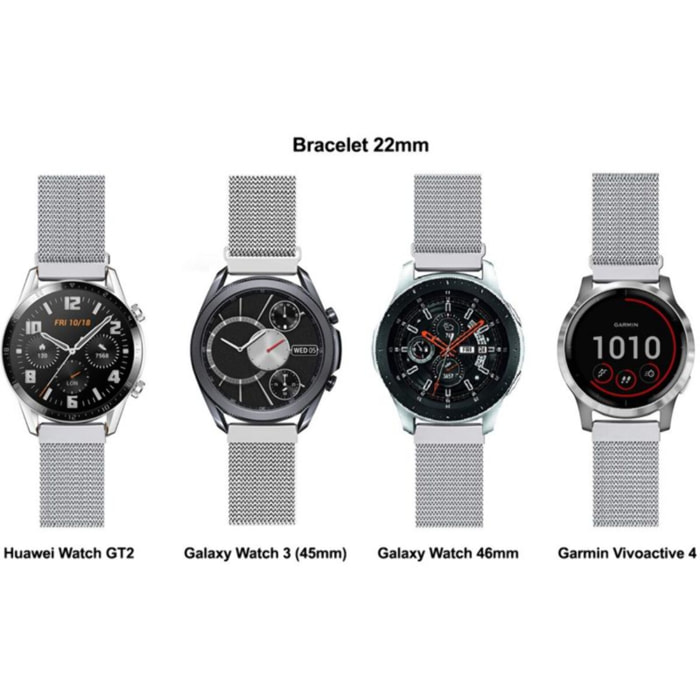Bracelet IBROZ Samsung/Huawei 22mm Maille gris