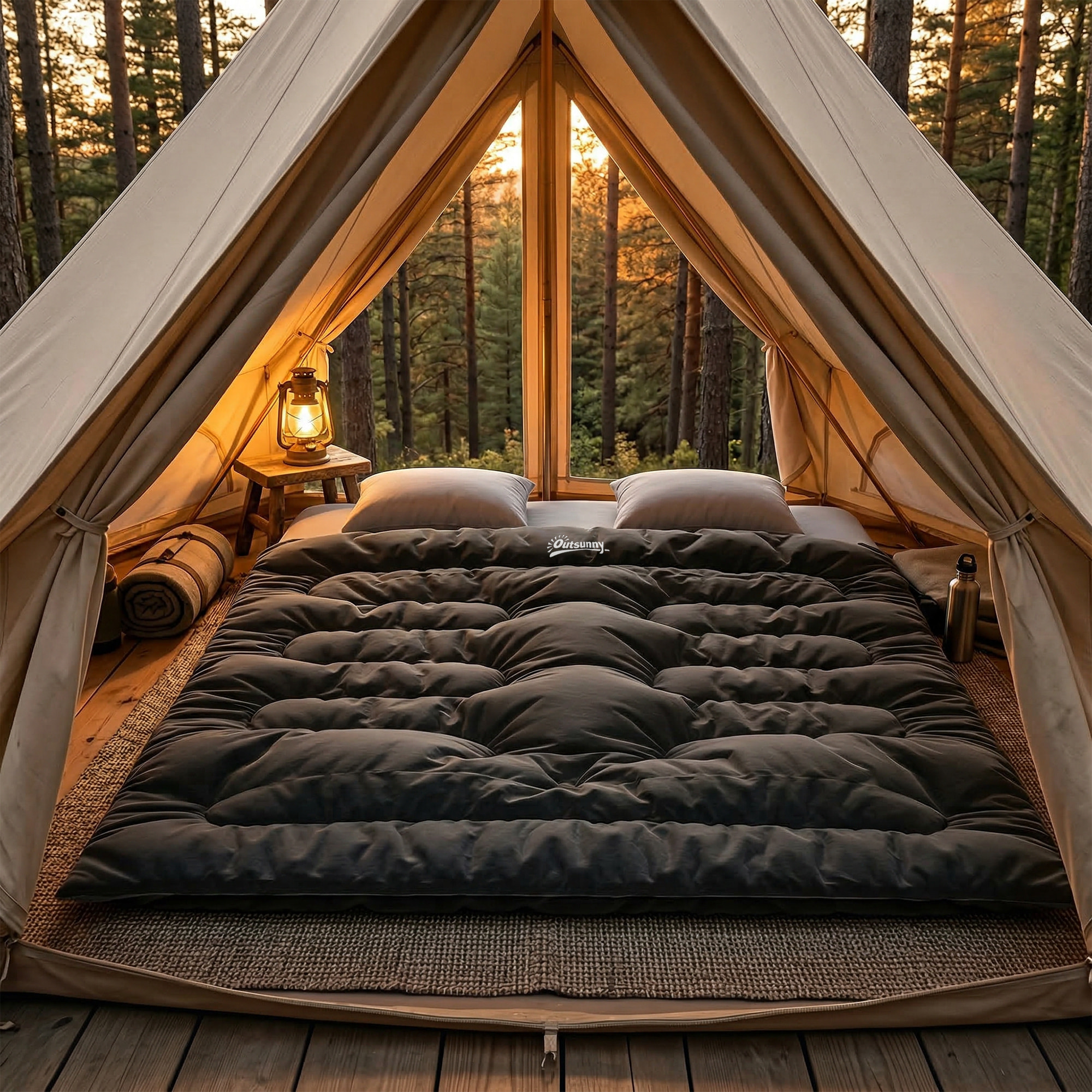 Sac de couchage double ou simple modulable 2 en 1 gris noir