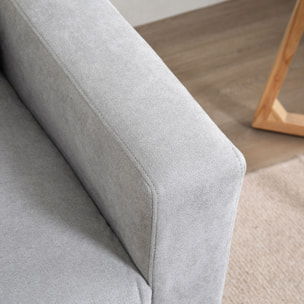 Sofá de 2 Plazas Sillón Moderno Tapizado en Poliéster con 2 Cojines Reposabrazos y Patas de Madera de Caucho para Dormitorio Oficina 145x76x88 cm Gris
