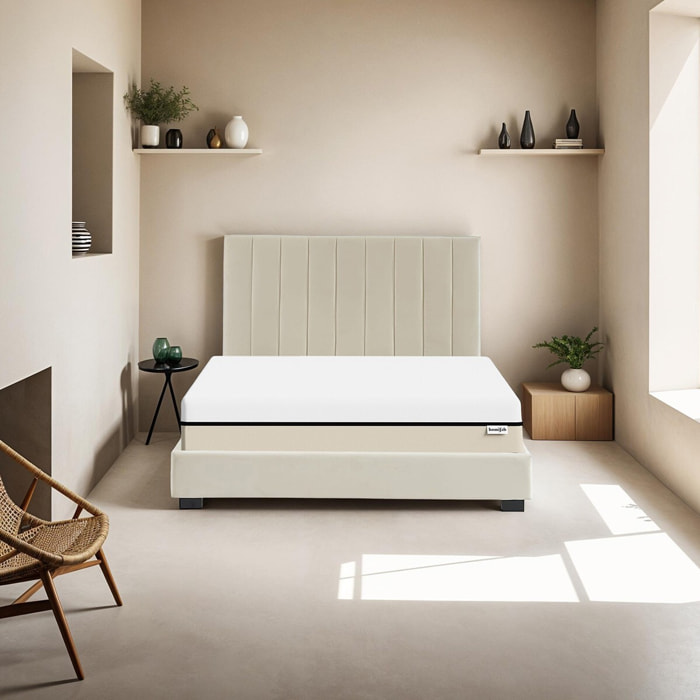 Lit en velours + Matelas Hybride - WILLIAM & SPRING ELITE
