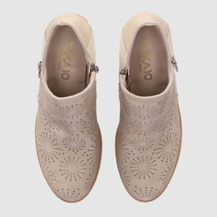Botines de Piel Sintética - Beig - Tacón: 6 cm