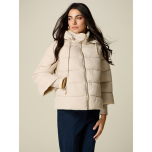 Oltre - Piumino in nylon con cappuccio - Beige