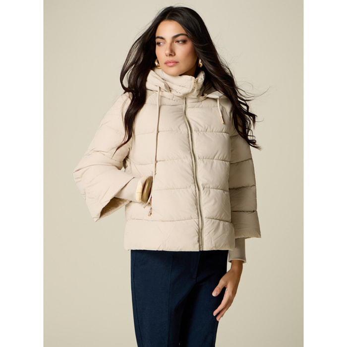 Oltre - Piumino in nylon con cappuccio - Beige