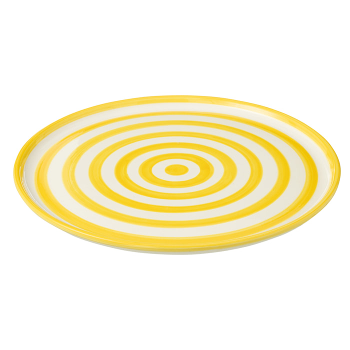 J-Line assiette Granada Stripes - céramique - blanc/jaune
