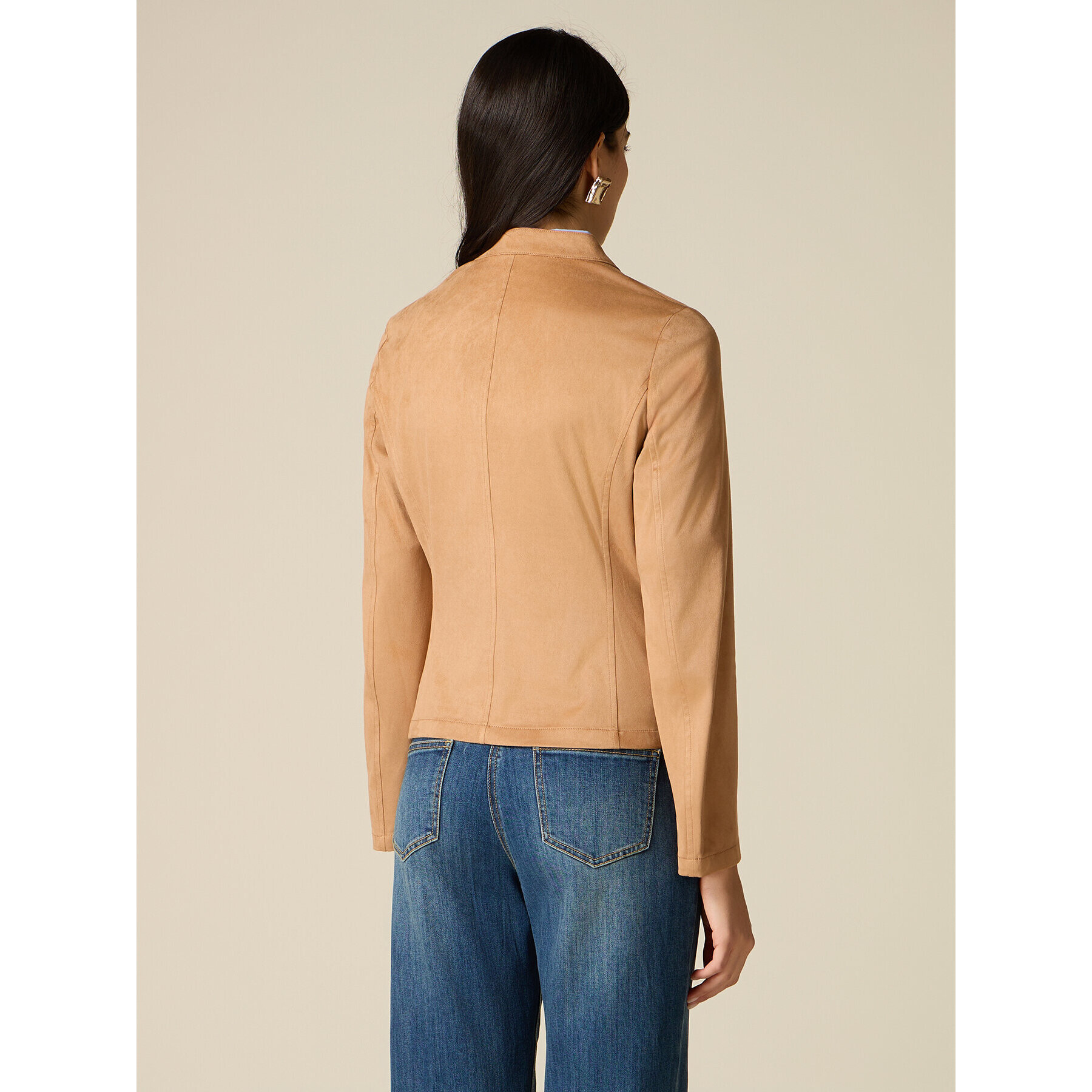 Oltre - Chaqueta con cremallera y cuello mao - Beige