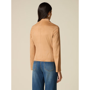 Oltre - Chaqueta con cremallera y cuello mao - Beige