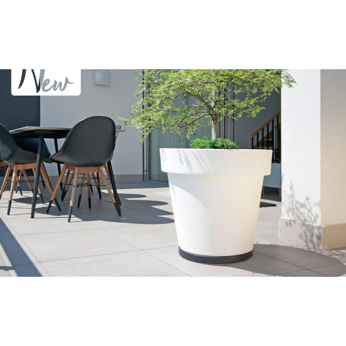 Plataforma movil para macetas prosperplast de plastico redonda con 4 ruedas 39 x 39 x 4,5 cm en color antracita