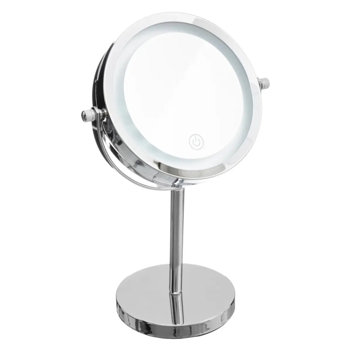 Miroir avec pied à led 19cm métal chromé