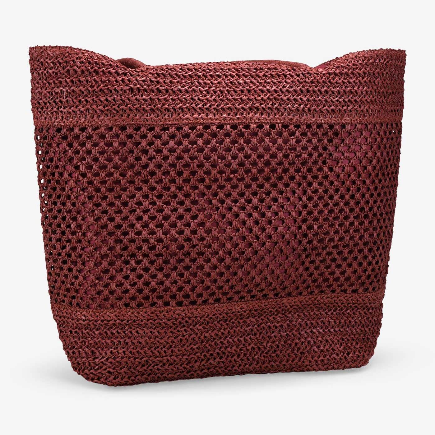 Bolso de hombro burdeos en rafia con malla