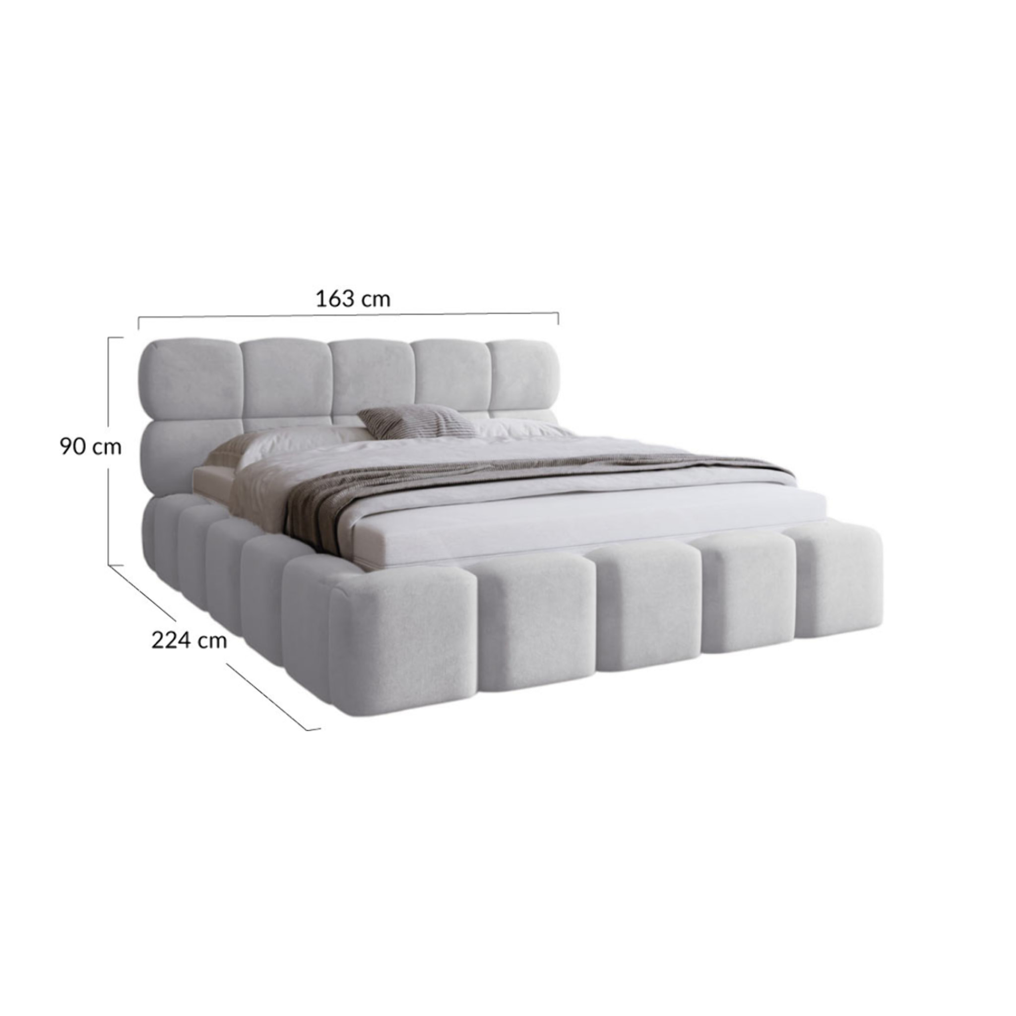 Mariposa - lit coffre - 140x200 cm - sommier inclus - en velours - Beige