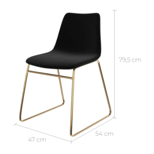 Lot de 2 chaises en velours noir et pieds en métal doré - Gaspard