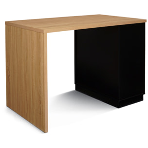 Ilot de cuisine Marius bois et noir avec rangements