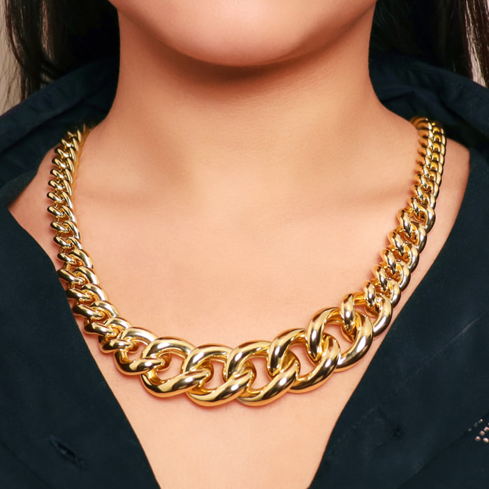 Collana Girocollo Graduata Maxi Maglia Grumetta