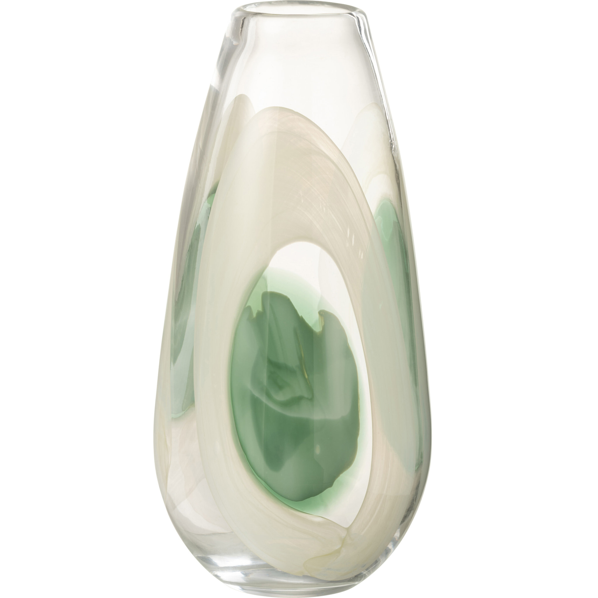 J-Line Vase Livy Verre Vert/Blanc/Transparent Large