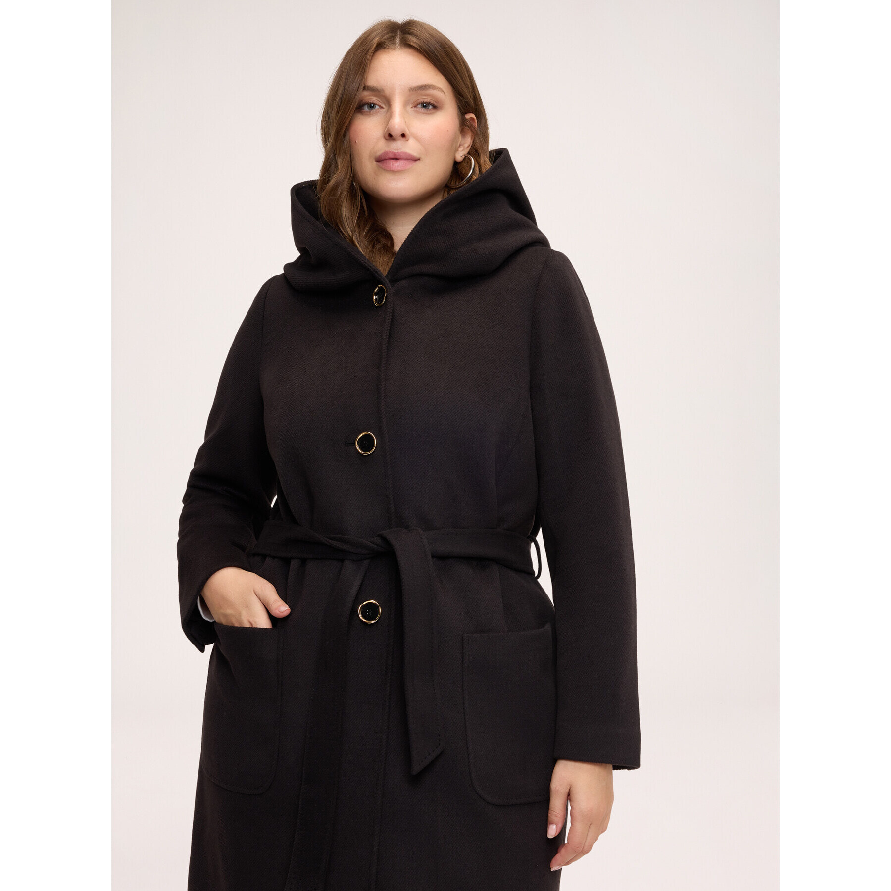 Fiorella Rubino - Cappotto lungo con cappuccio - Nero