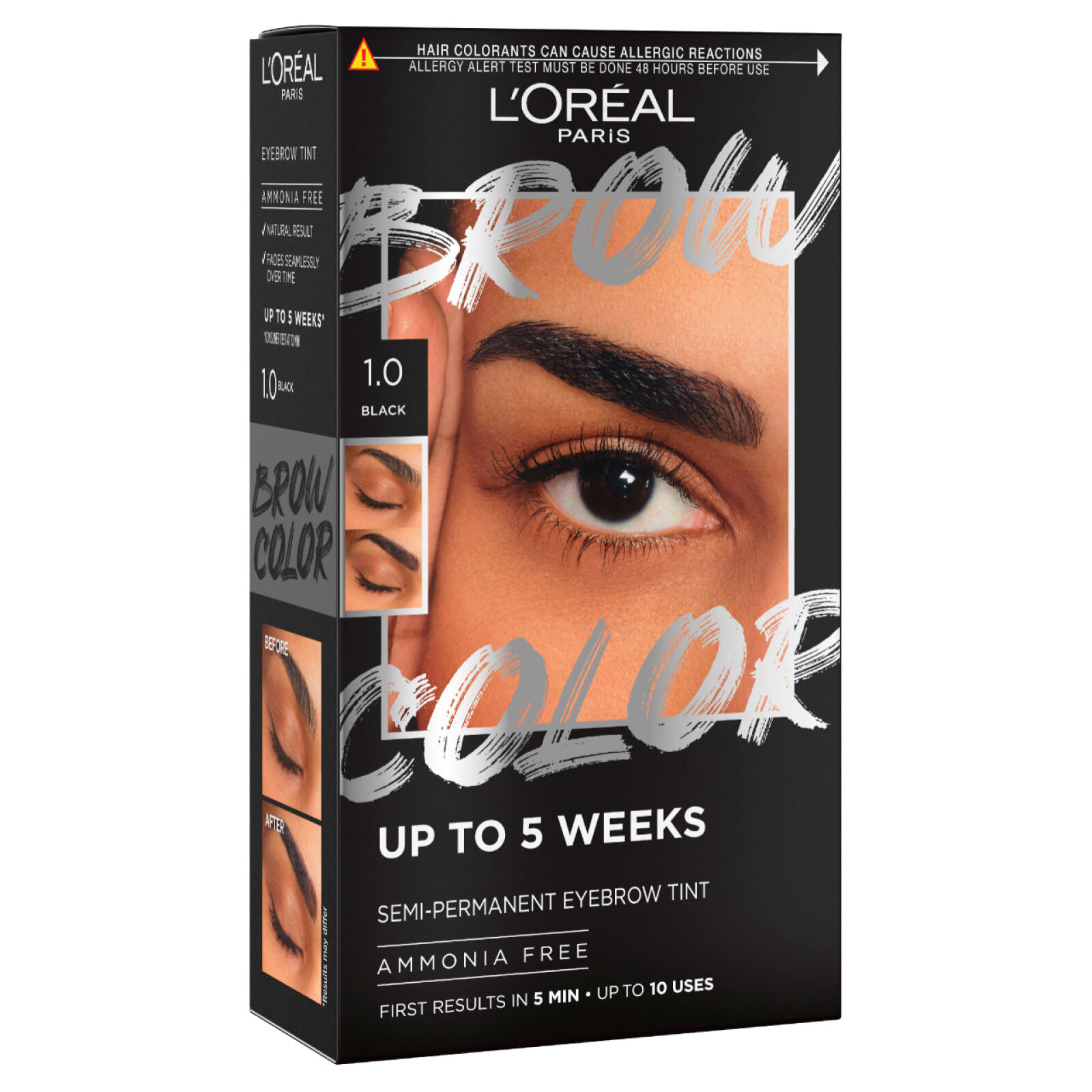Tinta Semi Permanente per Sopracciglia 1.0 Black Brow Color Effetto Naturale Senza Ammoniaca