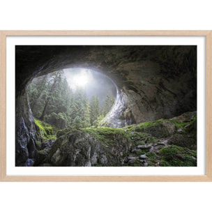 Affiche coup d'oeil au paradis Affiche + cadre en bois - Chêne