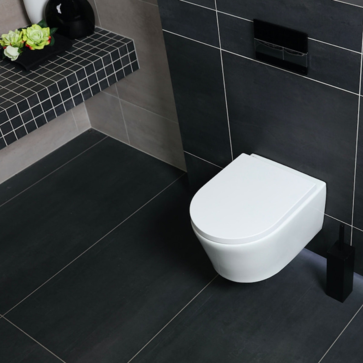 Pack WC Bâti-support V-Fix Core + WC SAT sans bride et fixations invisibles + Plaque, Blanc brillant (V-FixSATrimless-1)
