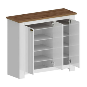 Scarpiera Dcigarin, Porta scarpe salvaspazio a 3 ante, Armadio multifunzione da ingresso, 114x42h100 cm, Bianco e Rovere