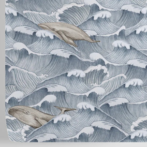 Carta da Parati Mare Vintage con Onde e Balene